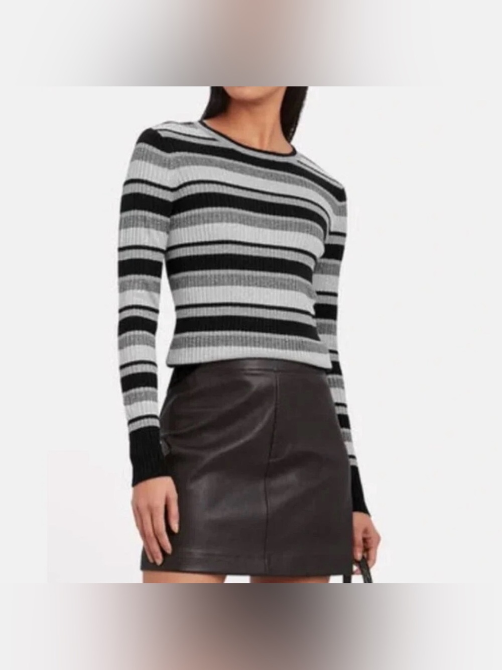 FRAME Panel Stripe Metallic Crew Sweater